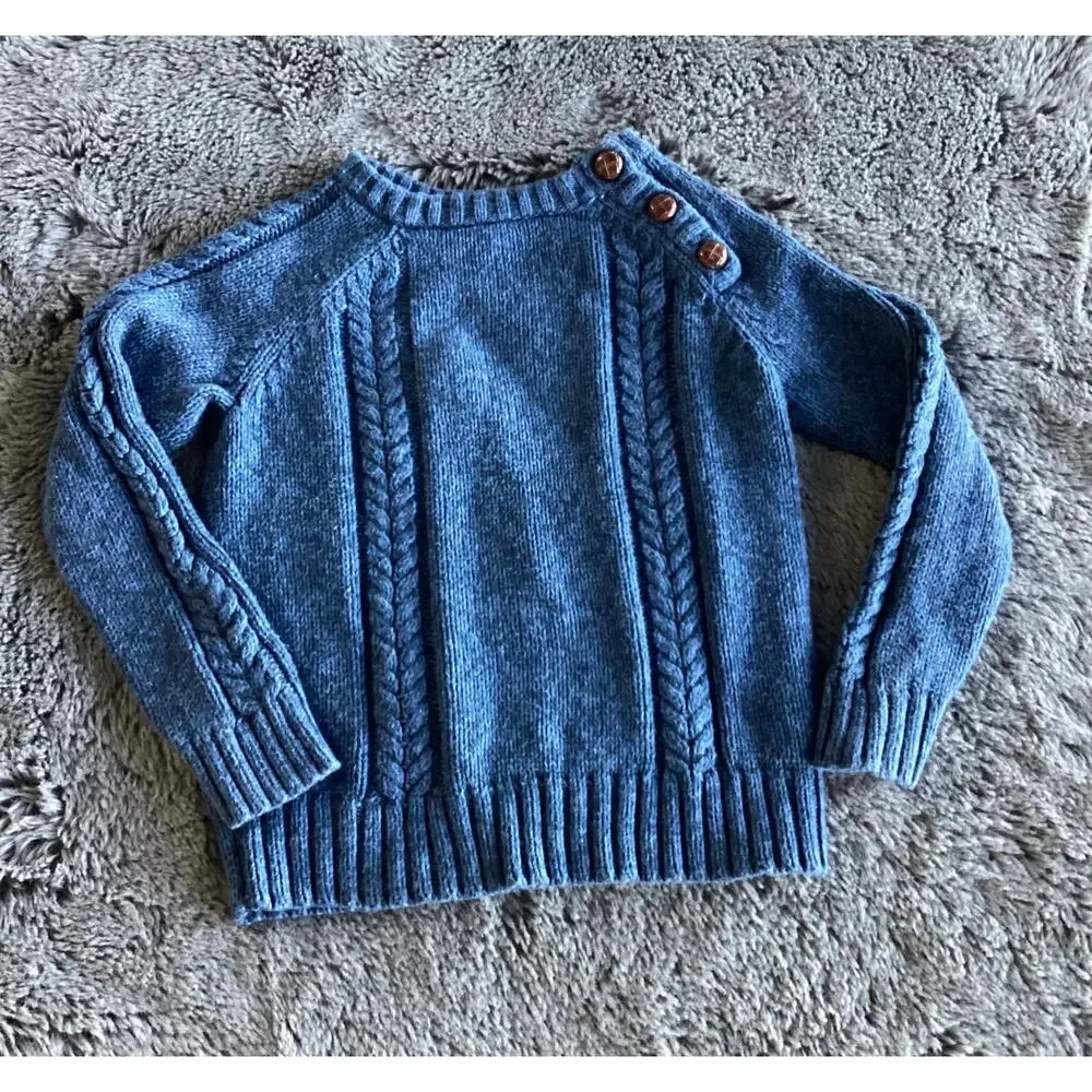 Old navy chunky cable knit sweater blue boys size 5‎